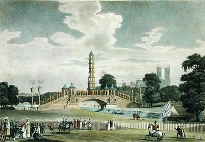 Uitzicht op de brug en pagode, St. James