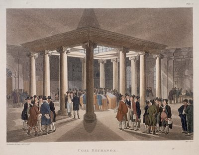 Kolenbeurs, Londen, 1808 door Augustus Charles Pugin, Thomas Rowlandson