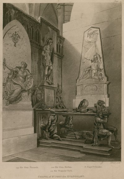 Kapel van Sint Jan de Evangelist, Westminster Abbey, Londen door Augustus Charles Pugin