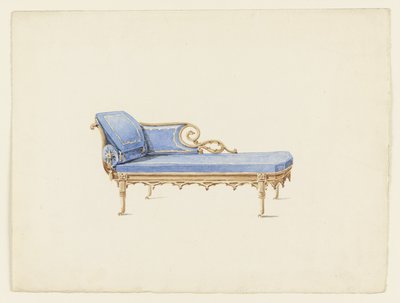 Ontwerp voor een bank in de gotische revivalstijl door Augustus Charles Pugin