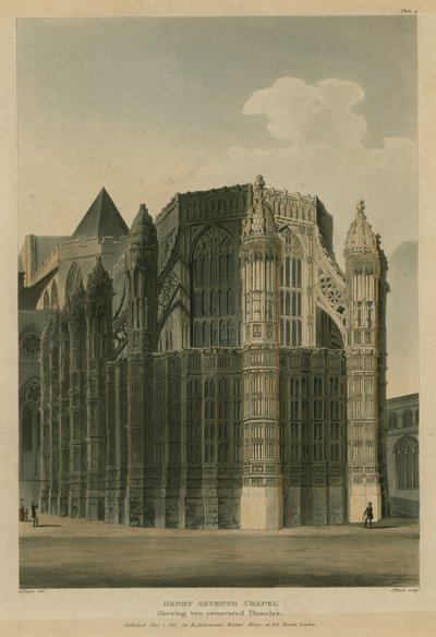 Henry Seventh Chapel, Westminster Abbey, Londen, met twee renovatie pinakels door Augustus Charles Pugin