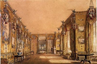 Interieur van de gele salon in Brighton Pavilion, ca. 1820 door Augustus Charles Pugin