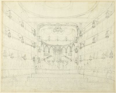 Studie voor een oratorium-Covent Garden Theater, uit Microkosmos van Londen door Augustus Charles Pugin