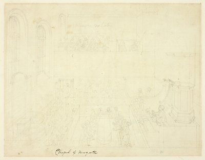 Studie voor kapel van Newgate, uit Microkosmos van Londen door Augustus Charles Pugin
