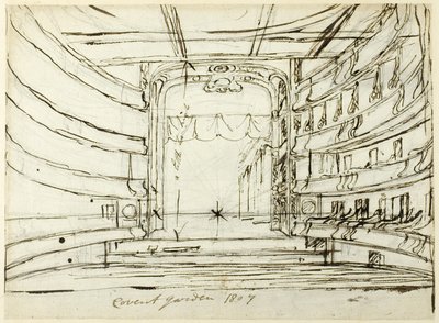 Studie voor Covent Garden Theatre, uit Microcosm of London door Augustus Charles Pugin