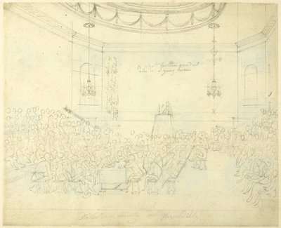 Studie voor debatvereniging in Piccadilly, uit Microkosmos van Londen door Augustus Charles Pugin