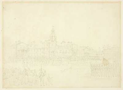 Studie voor de wacht houden, St James Park, uit Microcosm of London door Augustus Charles Pugin