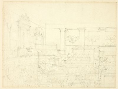 Studie voor Old Bailey, uit Microkosmos van Londen door Augustus Charles Pugin