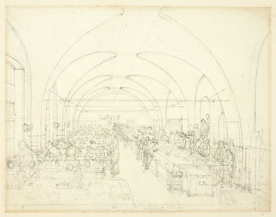 Studie voor het postkantoor, uit Microcosm of London door Augustus Charles Pugin