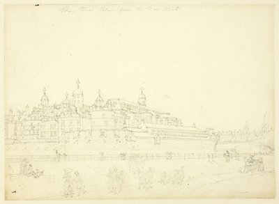 Studie voor De toren genomen van de nieuwe munt, uit Microcosm of London door Augustus Charles Pugin