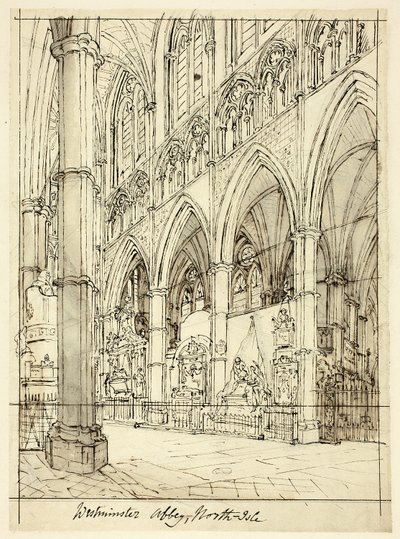 Studie voor Westminster Abbey, uit Microcosm of London door Augustus Charles Pugin