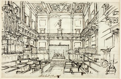 Studie voor Whitehall Chapel, uit Microcosm of London door Augustus Charles Pugin