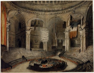 De begrafenis van Lord Horatio Nelson (1758-1805), in de Sint-Pauluskerk (Londen, Engeland), 9 januari door Augustus Charles Pugin