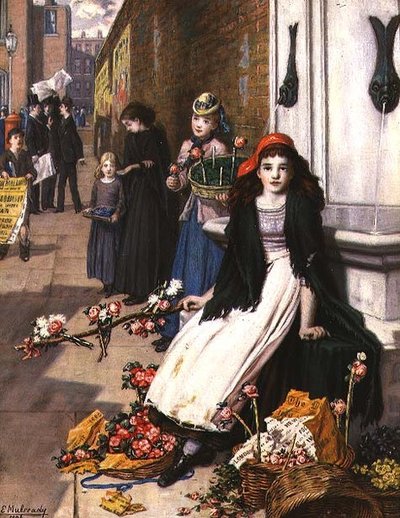 Op de hoek van een Londense straat door Augustus Edward Mulready