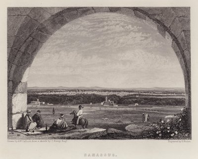 Damascus (kleur litho) door Augustus Wall (after) Callcott