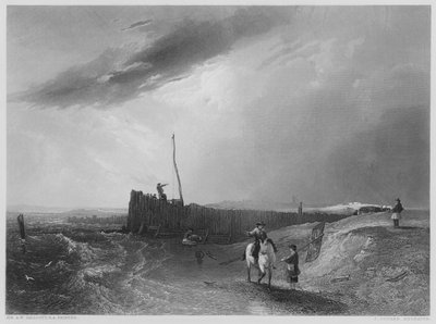 De Oude Pier bij Littlehampton, uit het schilderij in de Vernon Gallery (gravure) door Augustus Wall (after) Callcott