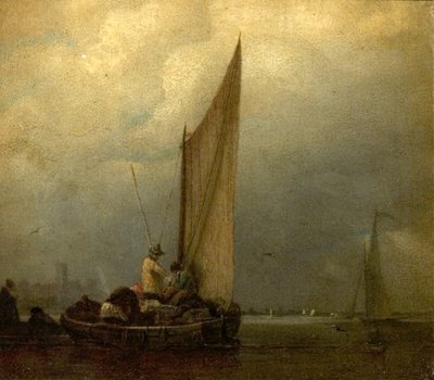 Een rivierscène met schuiten, ca. 1825 door Augustus Wall Callcott