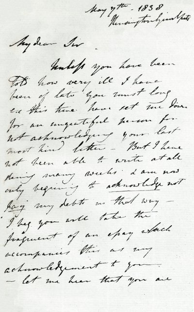 Een brief van Augustus Wall Callcott, 7 mei 1838, 1904 door Augustus Wall Callcott