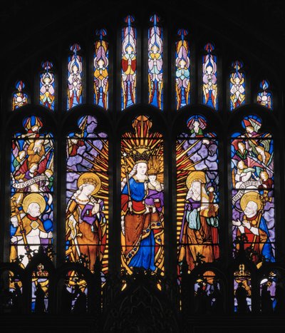Centrale raam van de apsis, Maagd en Kind met Heiligen door Augustus Welby Northmore Pugin