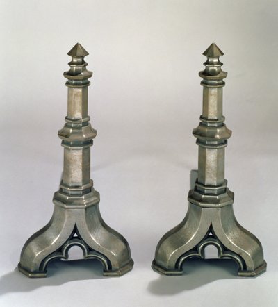 Paar gotische stijl andirons door Augustus Welby Northmore Pugin