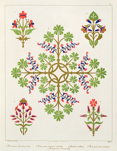 Rozenmotief behangontwerp, gedrukt door M. und N. Hanhart door Augustus Welby Northmore Pugin