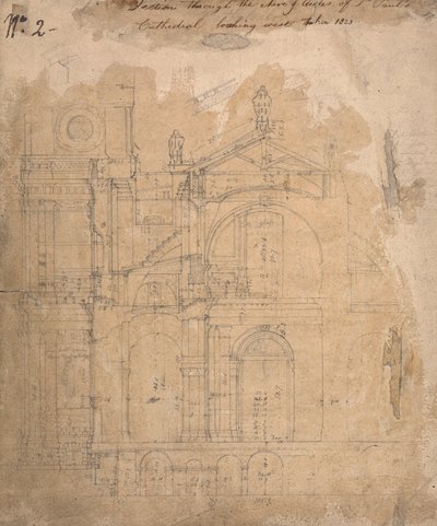 Doorsnede door het schip van de zijbeuken van de St. Paul