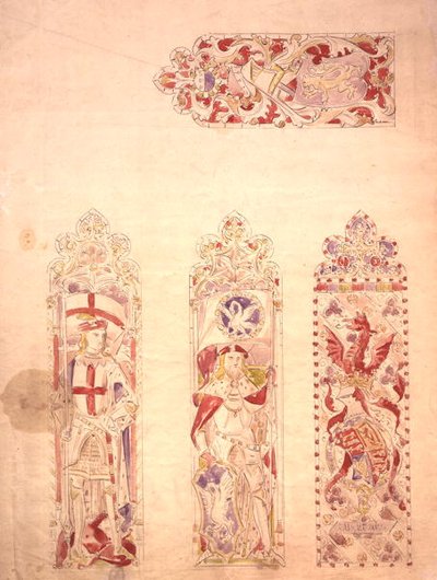 Ontwerp voor glas-in-loodraam voor het Palace of Westminster door Augustus Welby Northmore Pugin