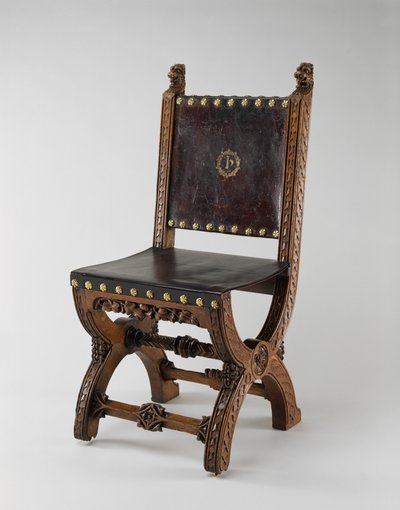 X-Frame Stoel, gemaakt door John Webb, c.1847 door Augustus Welby Northmore Pugin