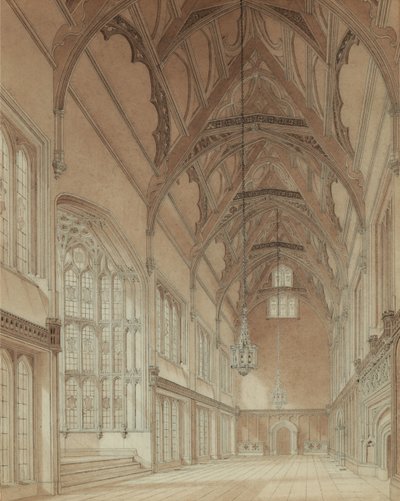 Interieur van een Collegezaal door Augustus Welby Pugin