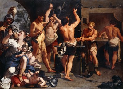 Mars en Venus bij de Smidse van Vulcanus door Aureliano Milani