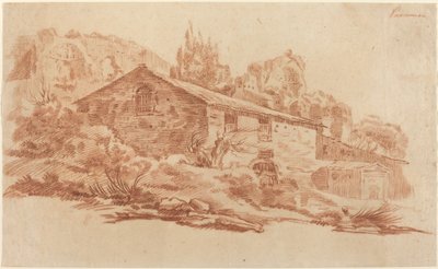Rustiek gebouw tussen Romeinse ruïnes door Aureliano Milani
