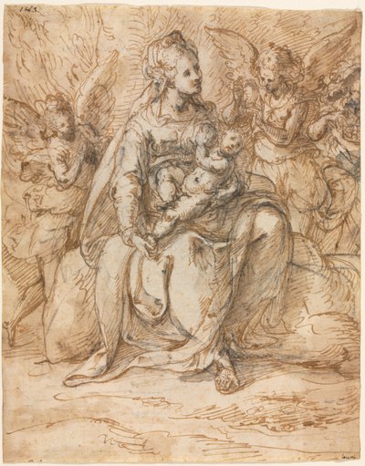 Madonna en Kind met Engelen door Aurelio Luini