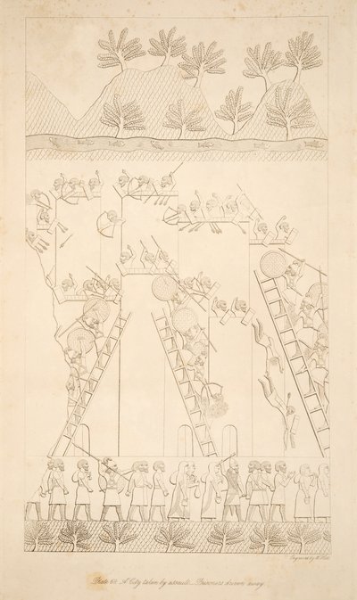 Een stad ingenomen door aanval - Gevangenen weggevoerd, uit Monumenten van Nineveh door Austen Henry Layard