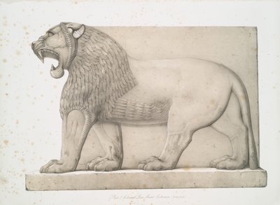 Kolossale leeuw van de Grote Ingang in Nimroud [Calah], 1853 door Austen Henry Layard