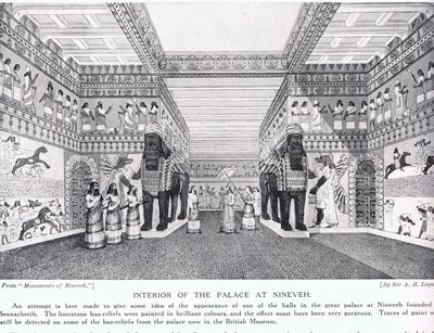 Interieur van het Paleis van Nineveh, illustratie uit 