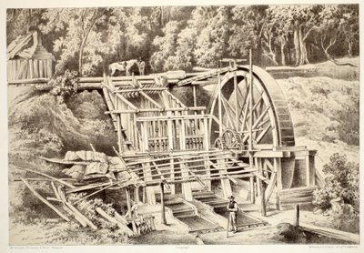 Kwartskneuzingsmolen, uit The History of Australasia door David Blair, McGrady, Thomson, en Niven, 1879 door Australian School