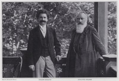 Componisten Johann Strauss de Jongere en Johannes Brahms, Wenen door Austrian Photographer