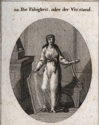 Allegorie van capaciteit (of intelligentie). De kameleon en de spiegel zijn zijn attributen. door Austrian School