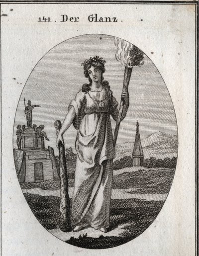 Allegorie van pracht. Gravure in "Iconologie oder Ideen aus dem Gebiete der Leidenschaften und Allegorien bildich dargestellt fur Zeichner, Mahler" door Austrian School