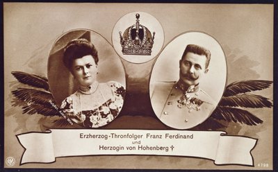 Aartshertog Franz Ferdinand van Oostenrijk, erfgenaam van de Oostenrijkse troon en zijn vrouw, hertogin van Hohenberg, 1914 door Austrian School
