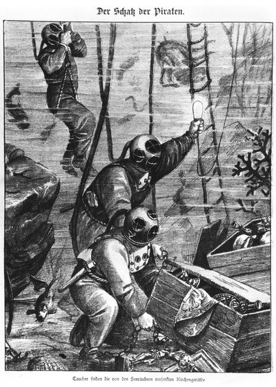 Duikers vinden piratenschat, 1897 door Austrian School