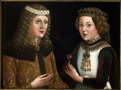 Portret van Ladislaus Posthumus, Koning van Bohemen, Hongarije en Kroatië, met zijn verloofde Magdalena van Valois door Austrian School