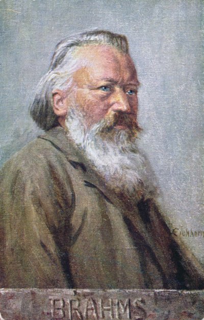 Ansichtkaart met afbeelding van Johannes Brahms ca. 1910 door Austrian School