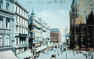 Ansichtkaart met afbeelding van het Stephansplein en de Stephansdom, Wenen door Austrian School
