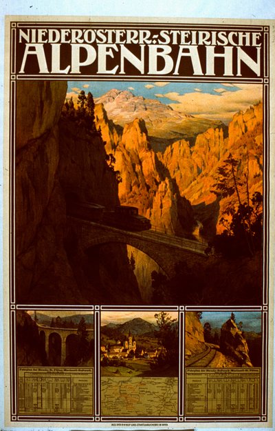 Poster voor de Niederösterreich-Steirische Alpenbahn door Austrian School