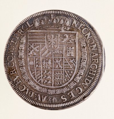 Zilveren munt (thaler) uit Tirol: regeerperiode van keizer Rudolf II (1552-1612). Diam. 4 cm Napels, nationaal archeologisch museum door Austrian School