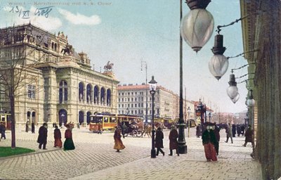 De Kaerntnerring en de Keizerlijke en Koninklijke Opera in Wenen, 1908 door Austrian School