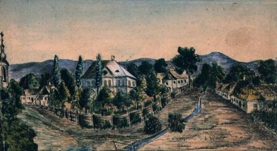 Uitzicht op een dorp, c.1830 door Austrian School