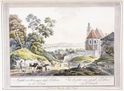 Uitzicht op de Kleine en Grote Pechlarn aan de Donau, 1779-1792 door Austrian School