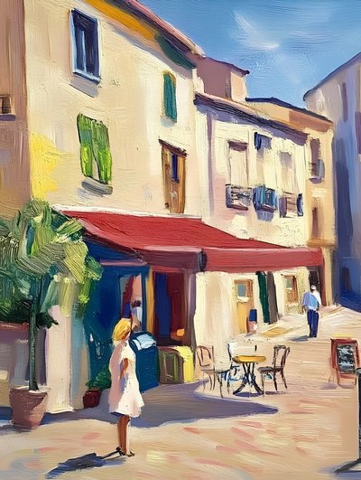 Charmante Europese caféstraat door Avanesova Elena